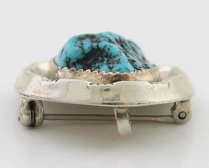 Navajo Pin Pendant 925 Silver Sea Foam Turquoise Artist Signed Hyson Craig C.80s