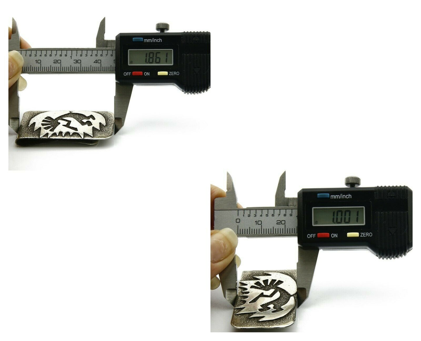 Navajo Money Clip .925 Silver & Nickle Hand Stamped Artist RB C.80's-90's