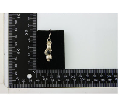 Navajo Earrings 925 Silver Handmade Natural Onyx Signed DB C.80's