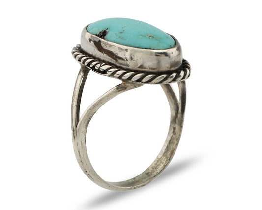 Navajo Ring 925 Silver Kingman Turquoise Artist Native American Signed C.80's