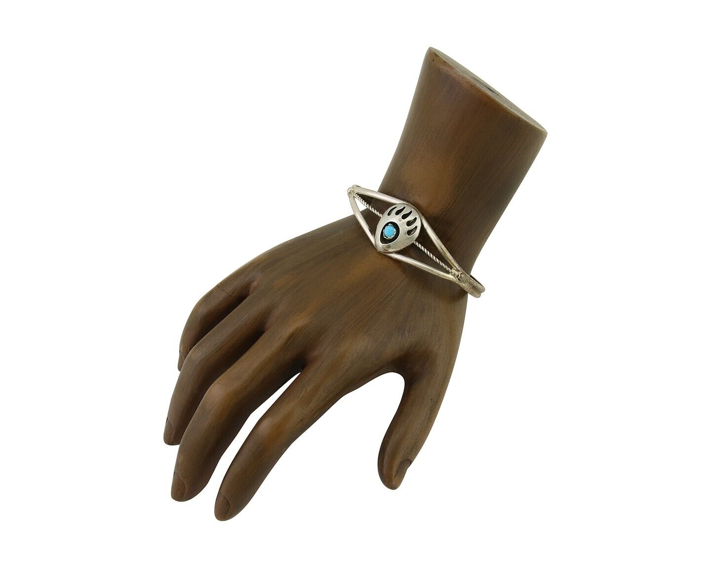 Navajo Paw Bracelet 925 Silver Blue Turquoise Native American Artist C.80's