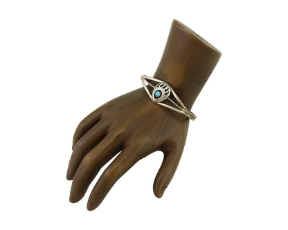 Navajo Paw Bracelet 925 Silver Blue Turquoise Native American Artist C.80's