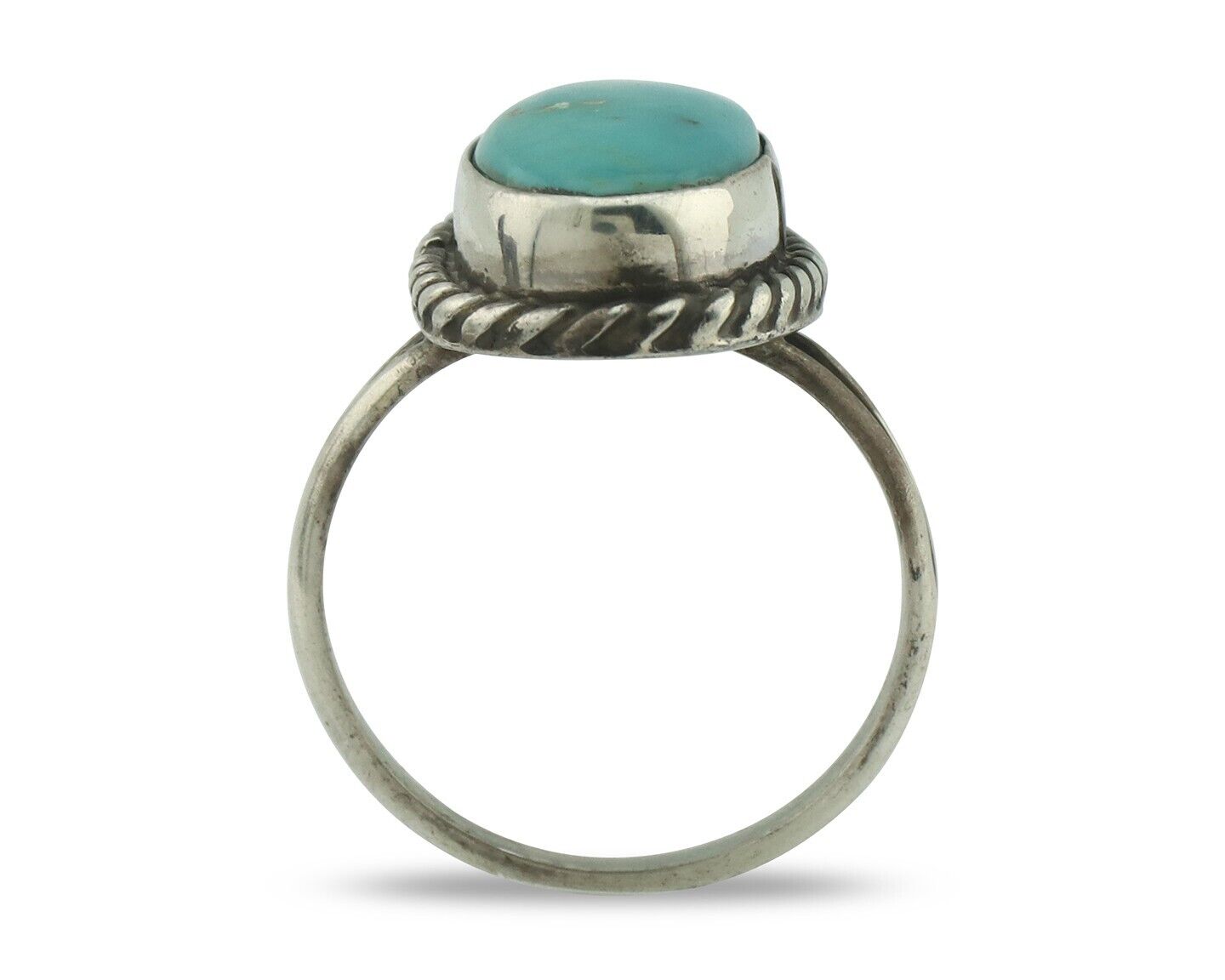 Navajo Ring 925 Silver Natural Blue Turquoise Signed M Montoya C.80's