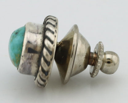 Navajo Tie Tack 925 Silver Natural Mined Turquoise Native American Artist C.80's