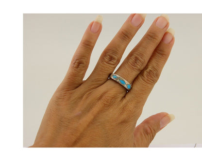 Navajo Handmade Ring 925 Silver Turquoise Native Artist C.80's