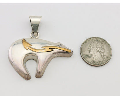 Navajo Spirit Bear Pendant 925 Sterling Silver Native Artist C.80's