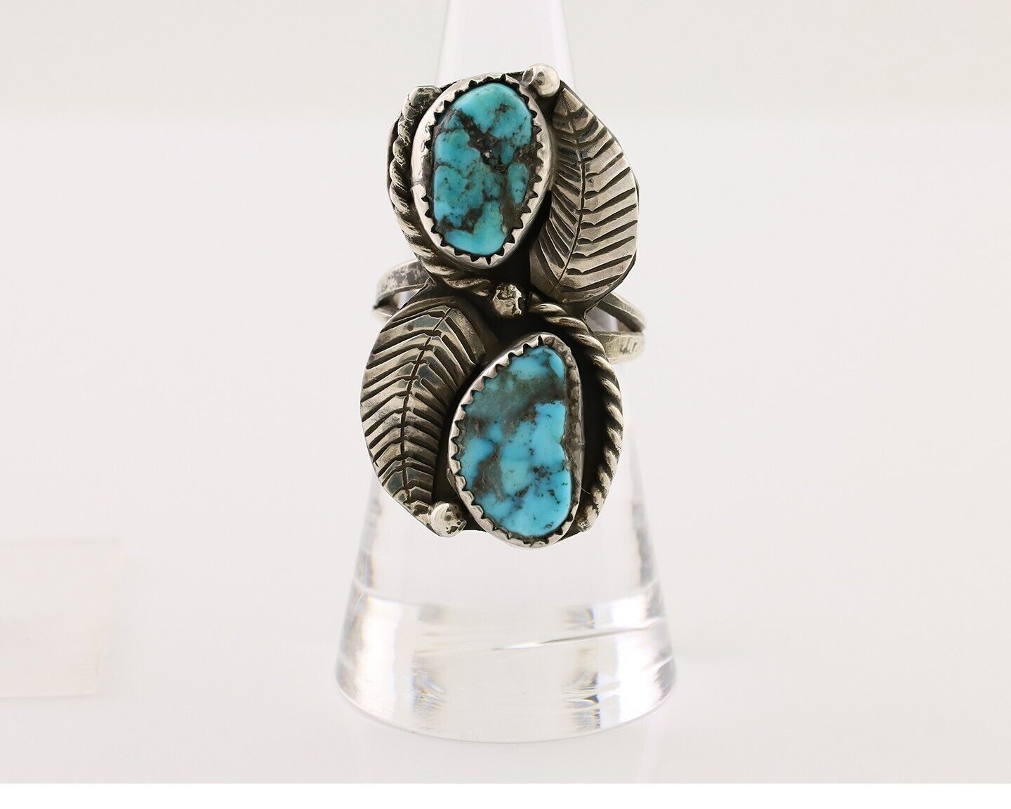 Navajo Handmade Ring 925 Silver Natural Tuquoise Native American Artist C.80's