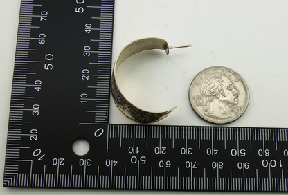 Navajo Earrings 925 Silver Half Hoop Handmade Native American Artist C.80's