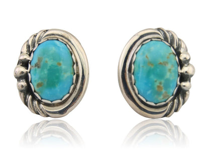 Navajo Earrings 925 Blue Kingman Turquoise Native American Artist C80s