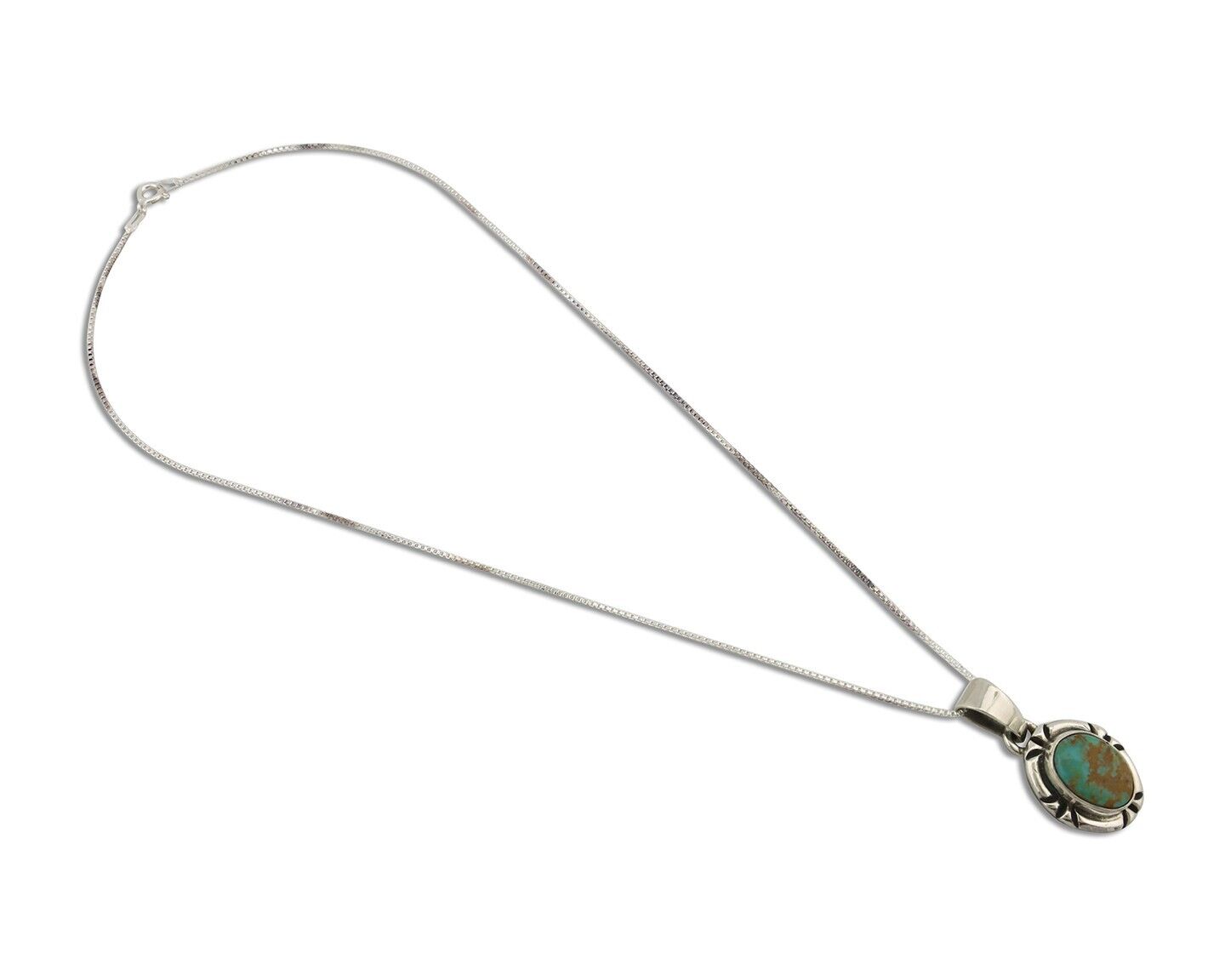 Navajo Necklace 925 Silver Arizona Turquoise Handmade Signed Gecko C.90's