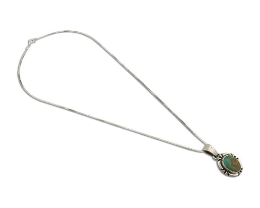 Navajo Necklace 925 Silver Arizona Turquoise Handmade Signed Gecko C.90's