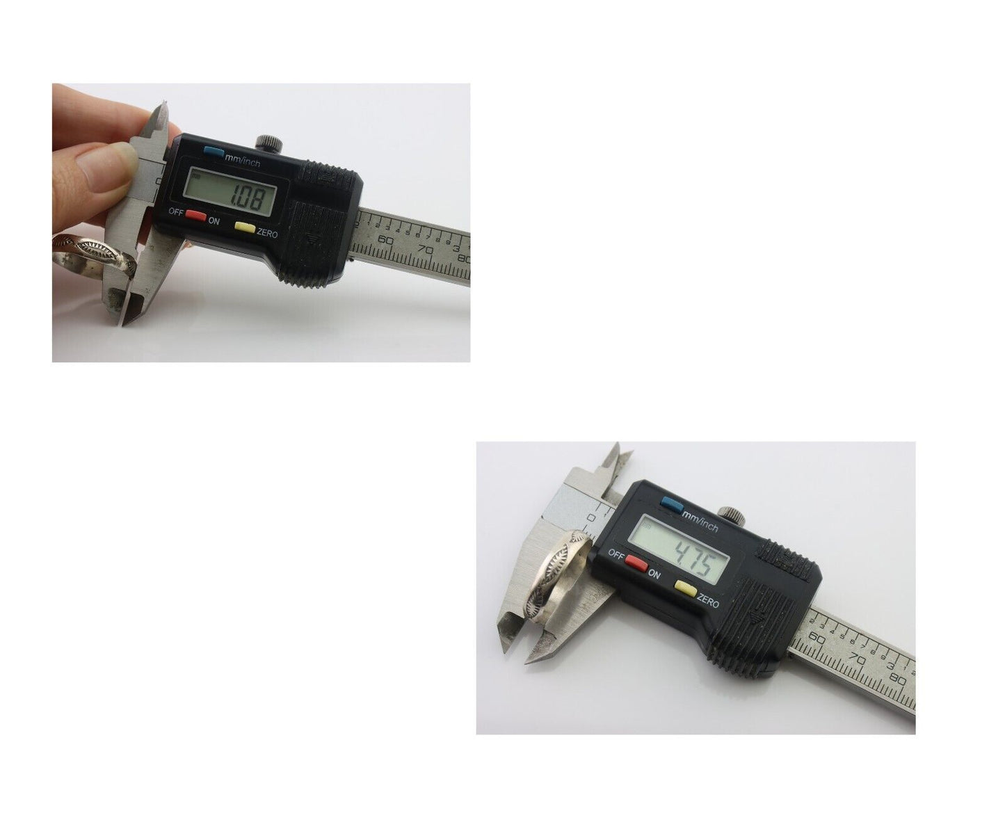 Navajo Hand Stamped Band 925 Silver 5.0 mm Signed Larry Chavez Size 11 C.80's