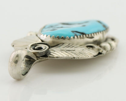 Navajo Pendant 925 Silver Sleeping B Turquoise Signed Justin Morris C.80's