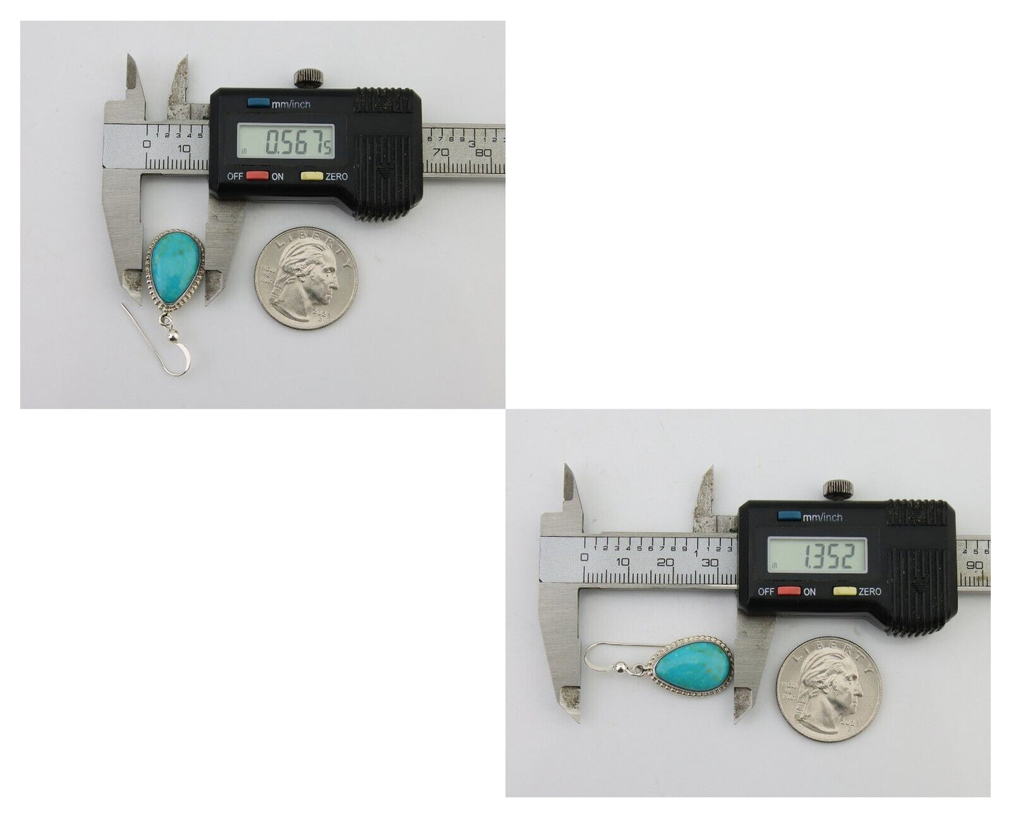 Navajo Dangle Earrings 925 Silver Natural Turquoise Artist Signed Montoya C.80's