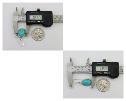 Navajo Dangle Earrings 925 Silver Natural Turquoise Artist Signed Montoya C.80's