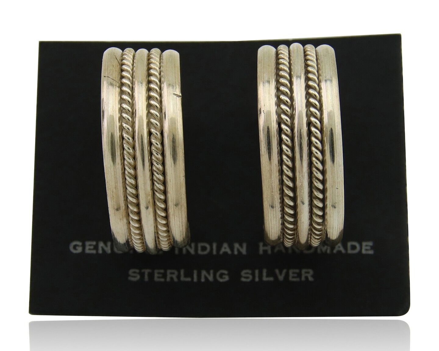Navajo Earrings 925 Silver Half Hoop Handmade Native American Artist C.80's