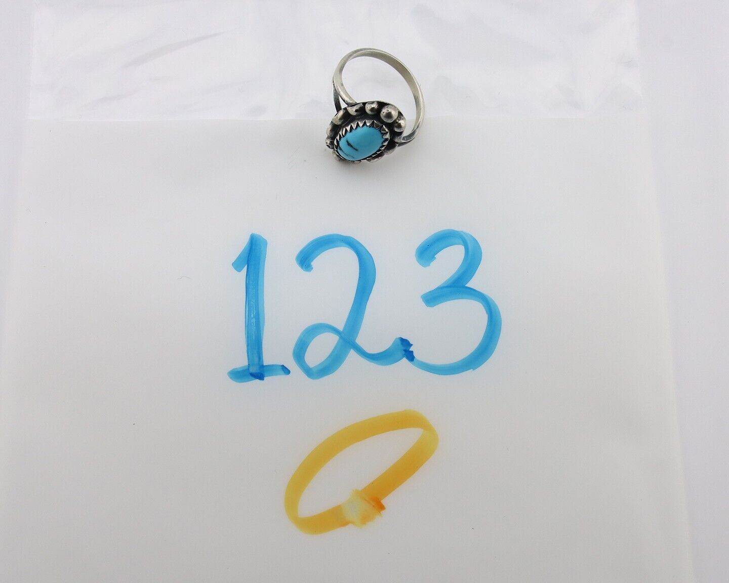Navajo Ring 925 Silver Turquoise Artist Signed SkyStone Creations C.80's