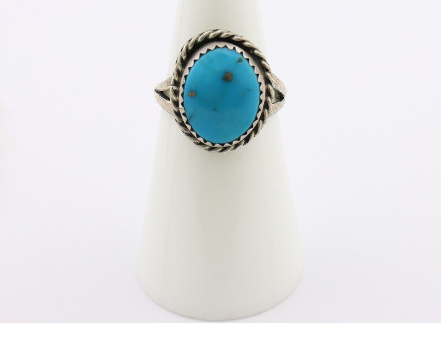 Navajo Ring 925 Silver Blue Turquoise Native American Artist C.80's