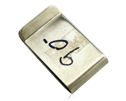 Navajo Money Clip .925 Silver & Nickle Hand Stamped Artist Native C.80's-90's