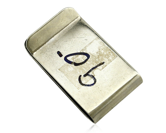 Navajo Money Clip .925 Silver & Nickle Hand Stamped Artist Native C.80's-90's