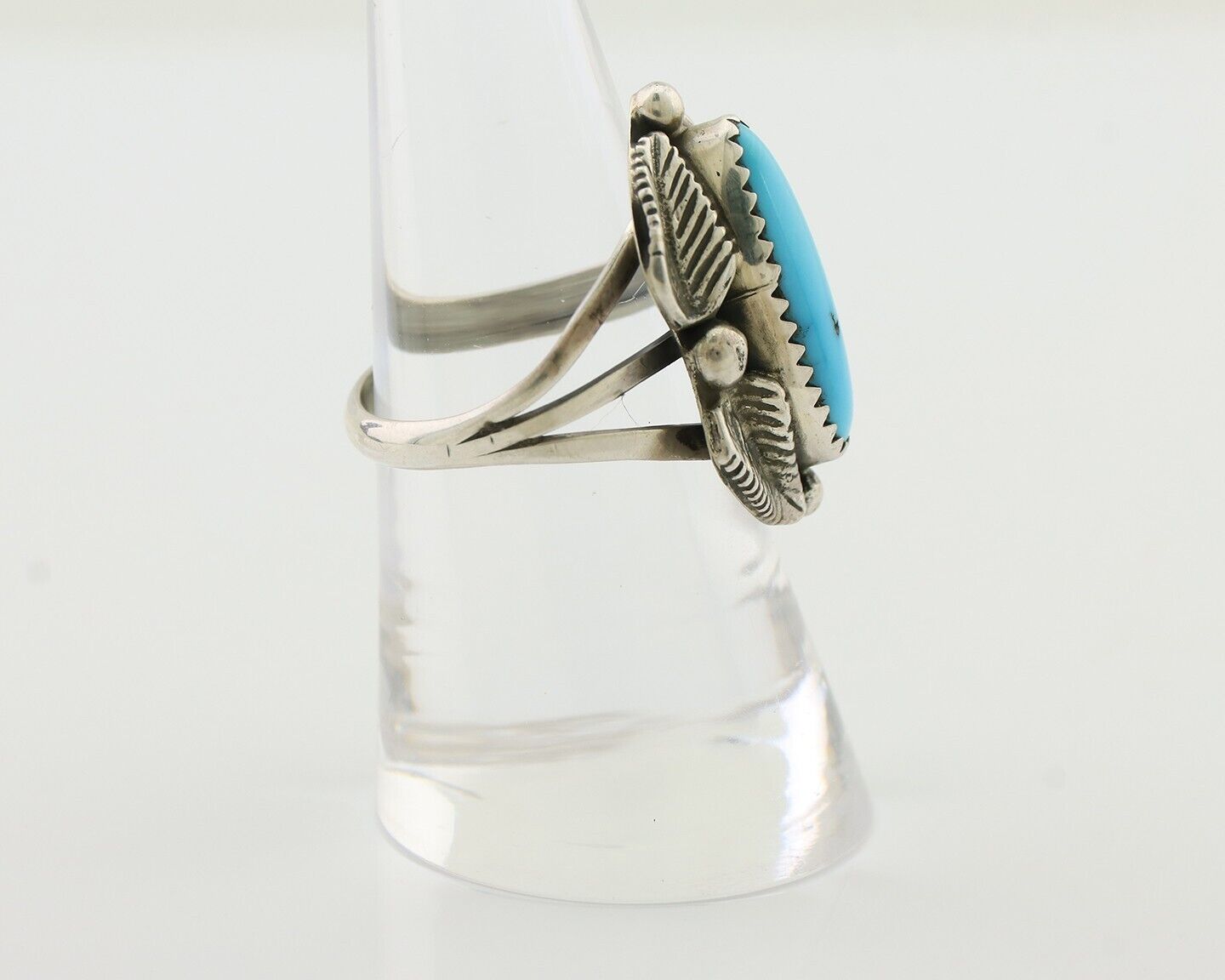 Navajo Ring 925 Silver Kingman Turquoise Artist Signed SC C.80's