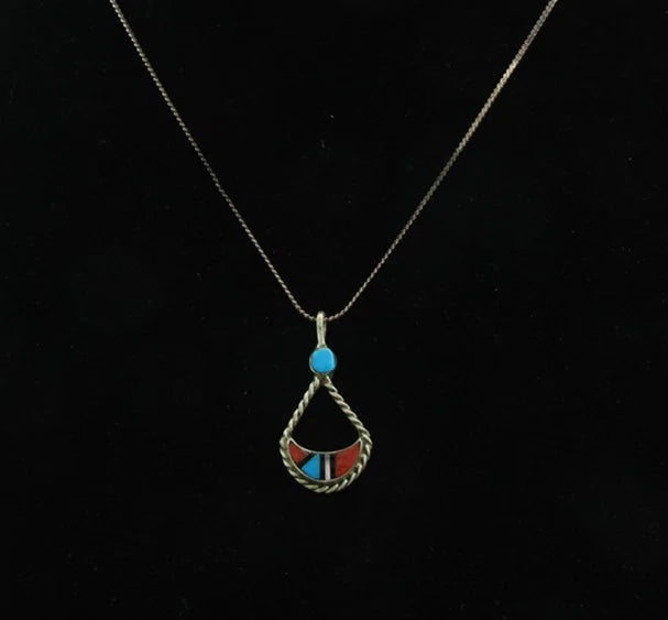 Navajo Necklace Sterling Silver Natural Blue Turquoise Vintage