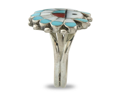 Vintage Zuni Ring 925 Sterling Silver Natural Gemstone Size 8.0
