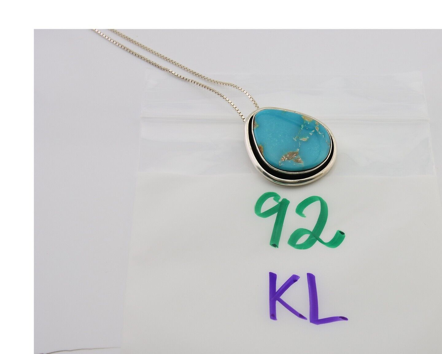 Navajo Necklace 925 Silver Blue Turquoise Artist Signed Doug Zachary C.80's