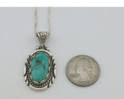 Navajo Necklace 925 Silver Natural Turquoise Sun Stamp C.80s