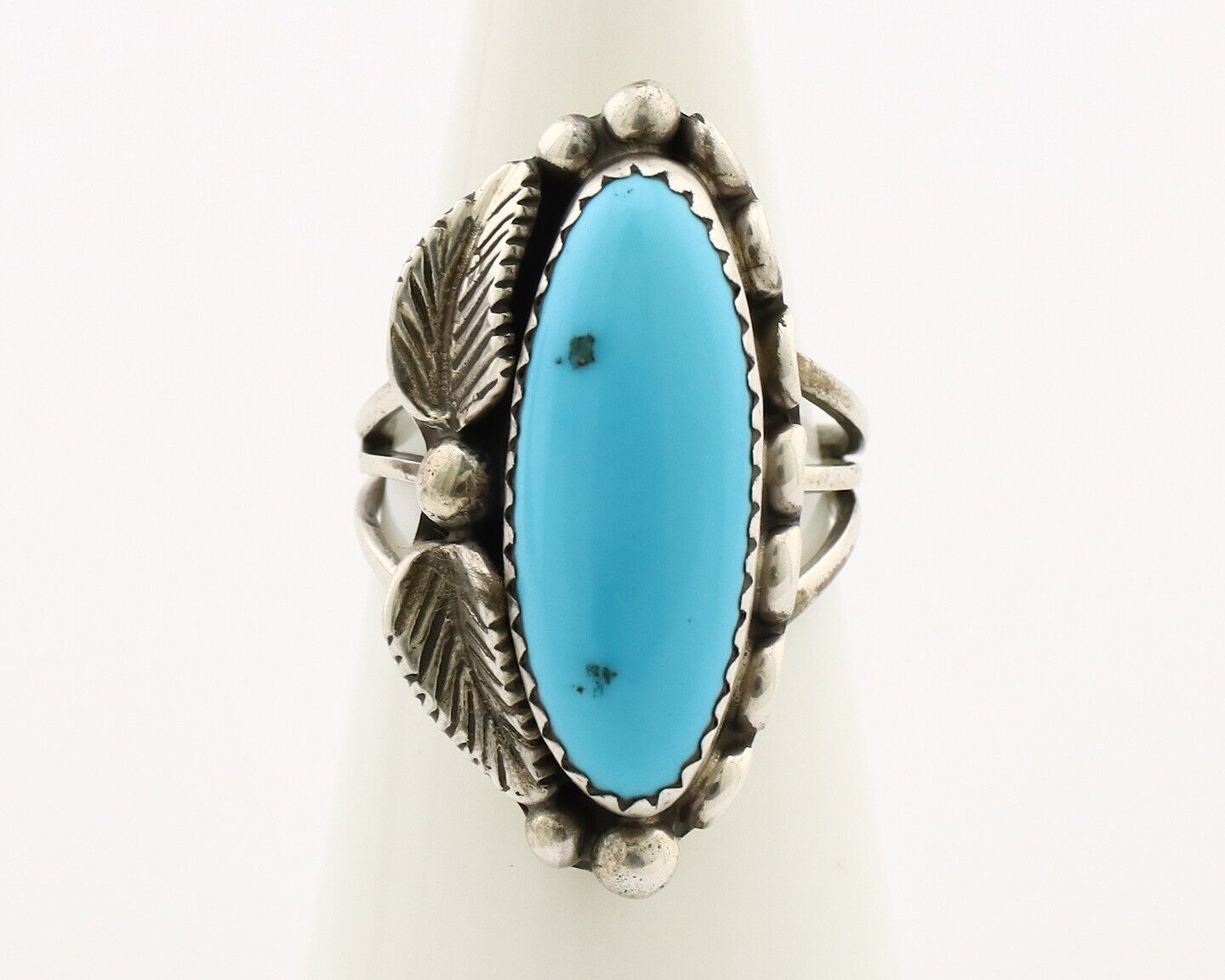 Navajo Ring 925 Silver Sleeping Beauty Turquoise Signed SC C.80's