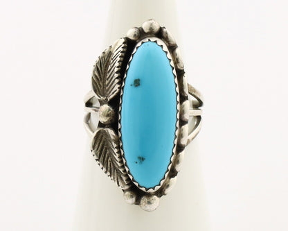 Navajo Ring 925 Silver Sleeping Beauty Turquoise Signed SC C.80's