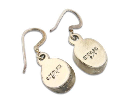 Navajo Earrings 925 Silver Natural Coral Native American Artist C.80's