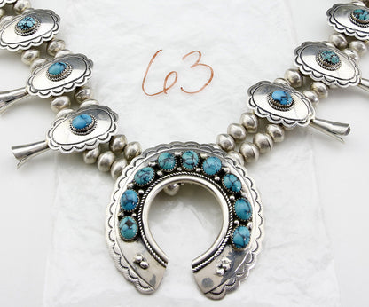 Navajo Signed PM OLD Pawn Museum Quality .925 Sterling Silver Squash Necklace
