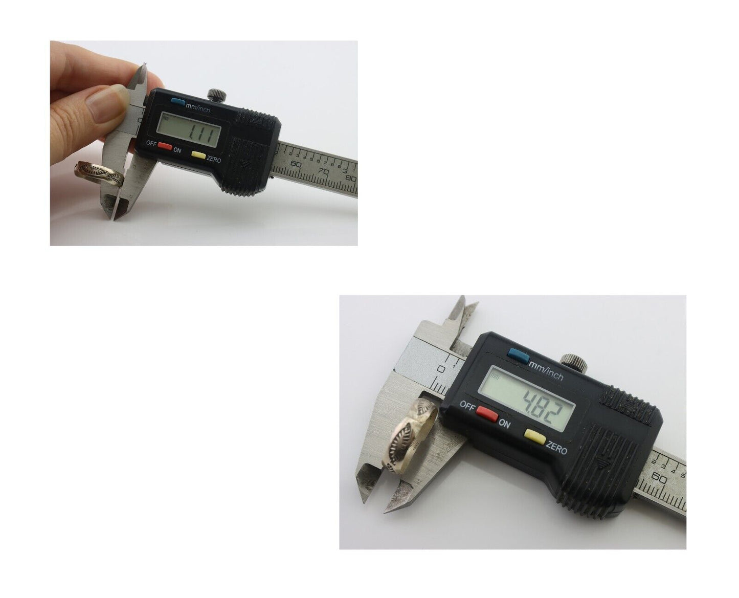 Navajo Hand Stamped Band 925 Silver 5.0 mm Signed Larry Chavez Size 6.0 C.80's