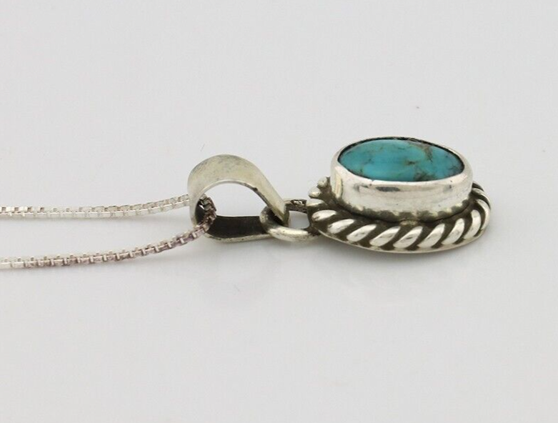 Navajo Necklace 925 Silver Natural Kingman Turquoise Native Artist C.2008
