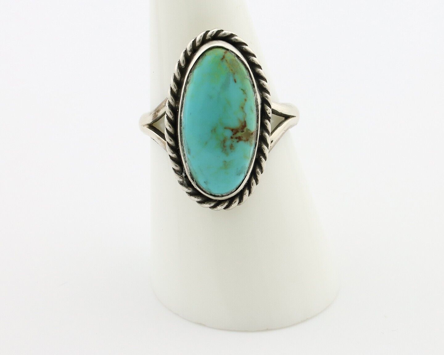 Navajo Ring 925 Silver Natural Kingman Turquoise Native American Artist C.80's