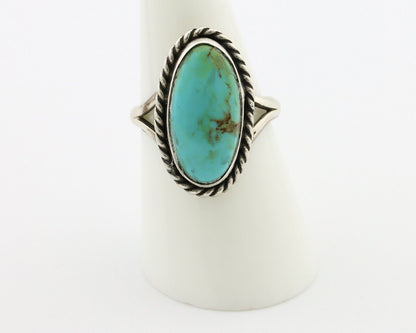 Navajo Ring 925 Silver Natural Kingman Turquoise Native American Artist C.80's