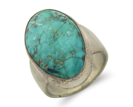 Navajo Ring 925 Sterling Turquoise Handmade Signed M Montoya C.80's Sz 9.0