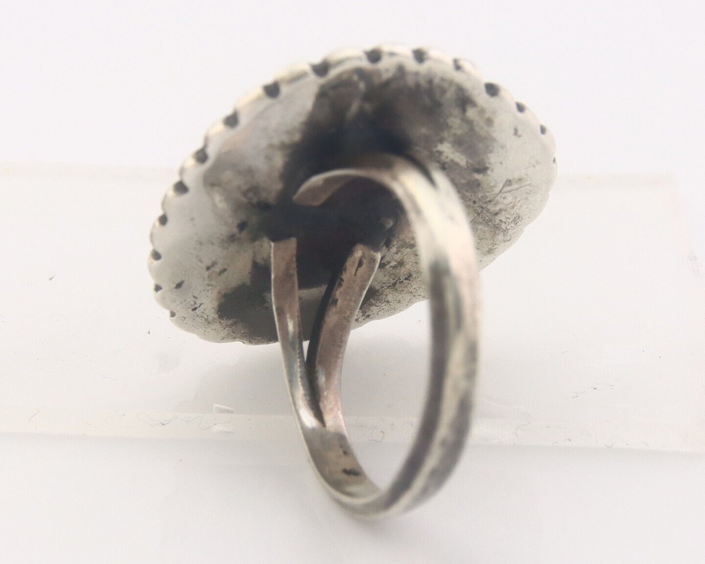 Navajo Ring 925 Sterling Natural Turquoise Native Artist C.80's Size 7.25