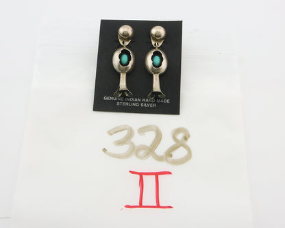 Navajo Squash Earrings 925 Silver Natural Turquoise Native American Artist C80s