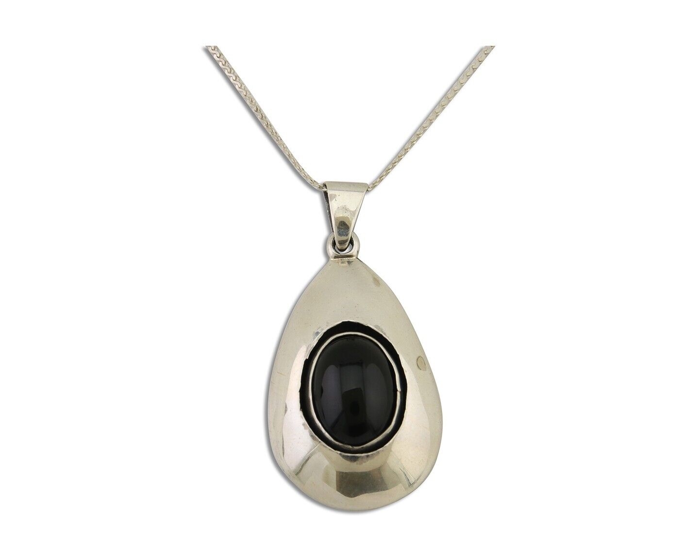 Navajo Necklace 925 Silver Natural Onyx Native Artist Signed M Montoya C.80's