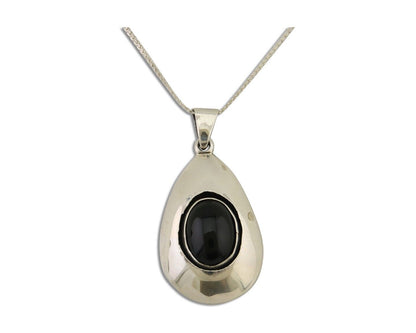 Navajo Necklace 925 Silver Natural Onyx Native Artist Signed M Montoya C.80's