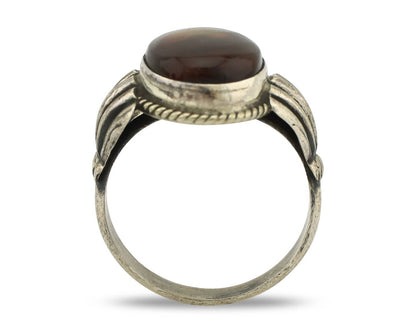 Navajo Handmade Ring 925 Silver Natural High Grade Fire Opal Native Artist C.80s