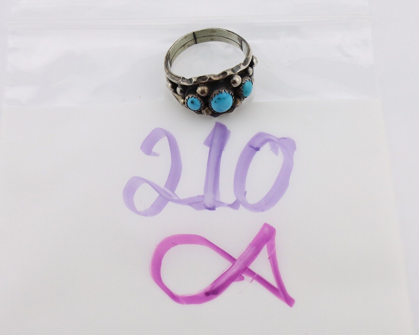 Navajo Ring 925 Silver Turquoise Artist Signed E SkyStone Creations C.80's