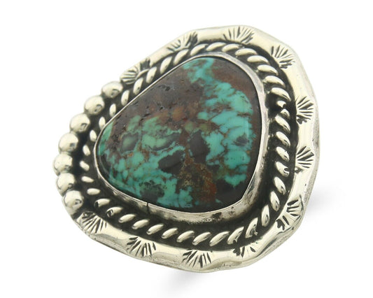 Navajo Ring 925 Sterling Turquoise Handmade Native Artist C.80's Size 5.5
