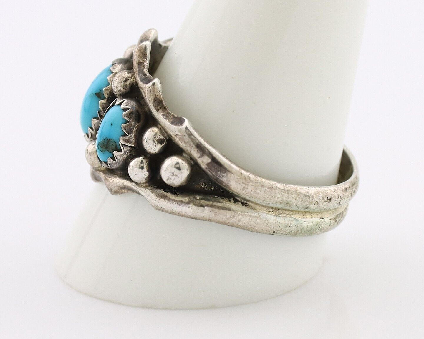 Navajo Ring 925 Silver Blue Turquoise Artist Signed SkyStone Creations C.80's