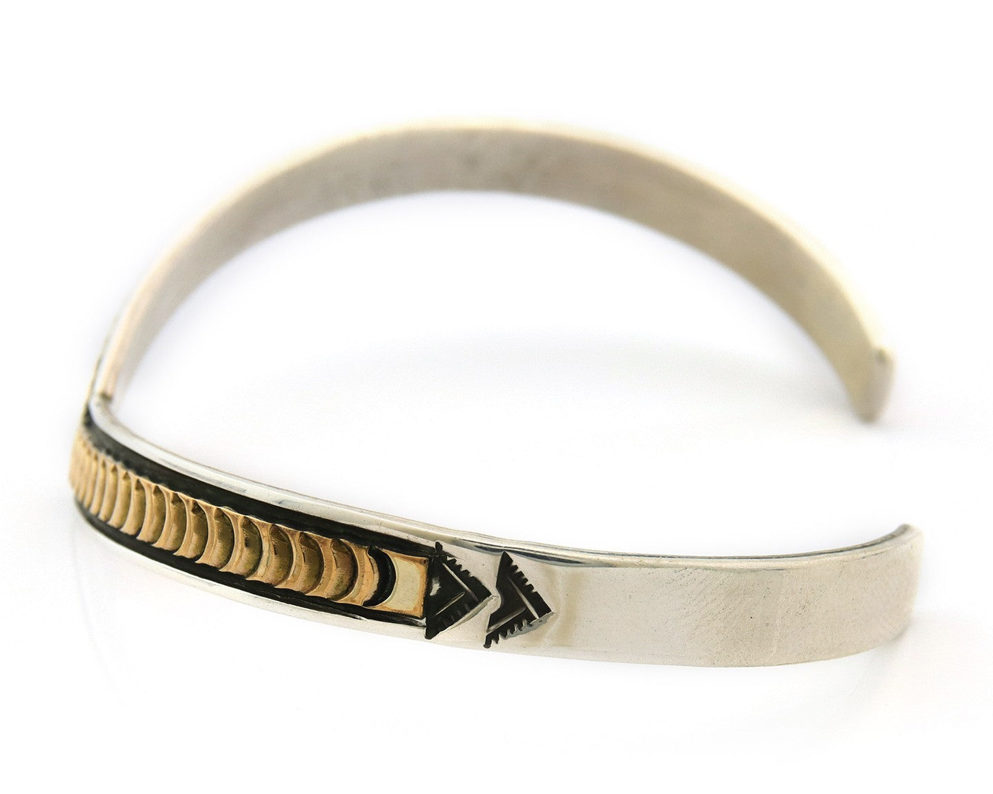 Navajo Cuff Bracelet Sterling Silver & Gold Vintage Signed RL