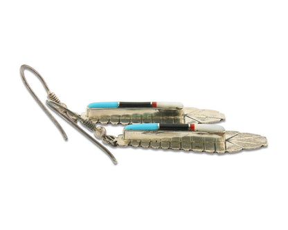 Navajo Earrings 925 Silver Natural Gemstone Artist Signed YY C.80's