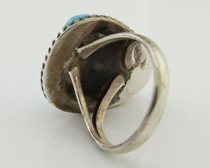Navajo Ring 925 Silver Morenci Turquoise Native American Artist C.80's