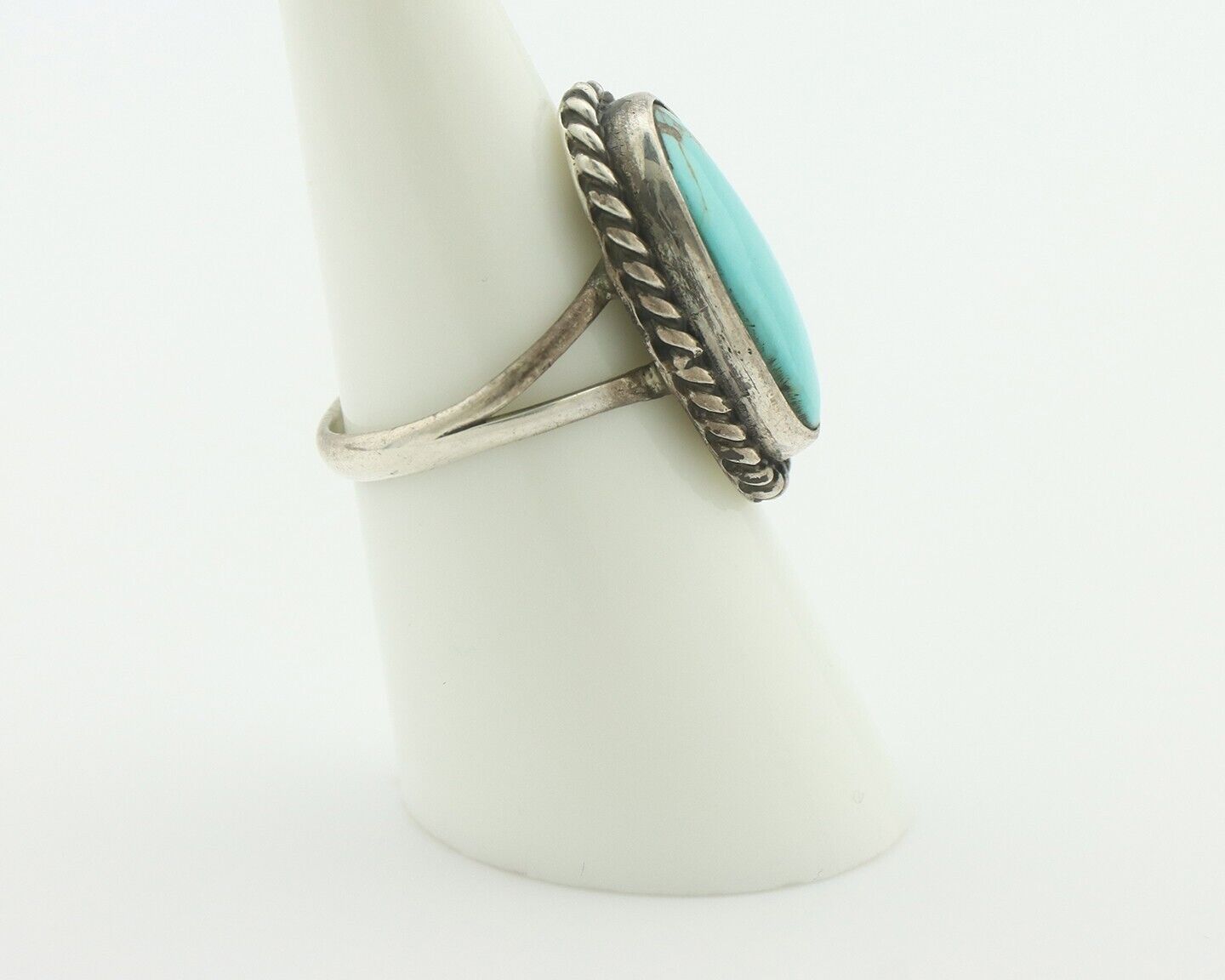 Navajo Ring 925 Silver Natural Blue Turquoise Signed M Montoya C.80's